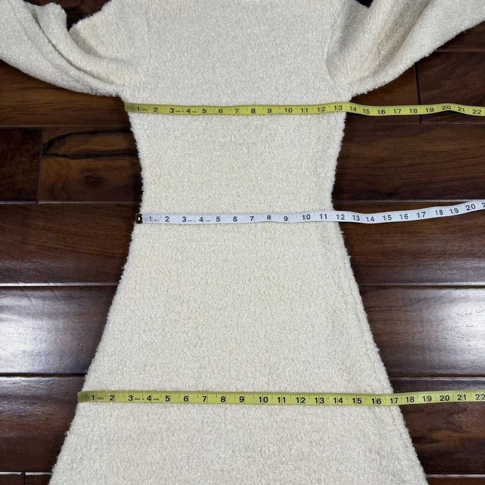 GRLFRND Size XS Ivory Maeko Boucle Thick Knit Midi Sweater Dress Bell Sleeve - Picture 6 of 10